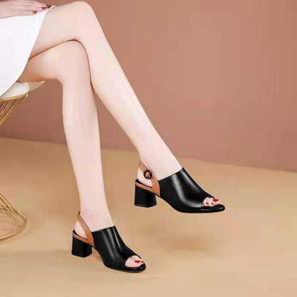 Damen Sandaletten Elegante Blockabsatz Riemchen Schuhe