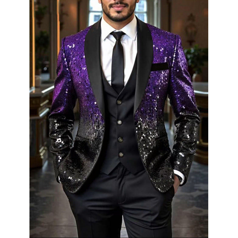 Herren Paillettenblazer Elegant mit Glitzer Effekt Modern