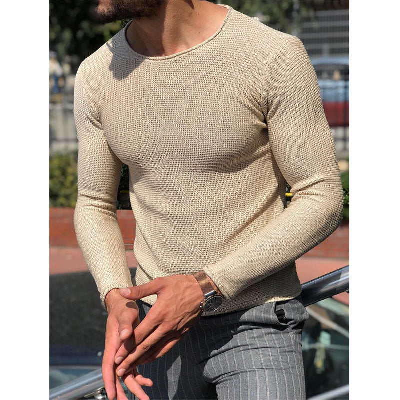 Herren Langarm T-Shirt Strukturiert Trendig Modern