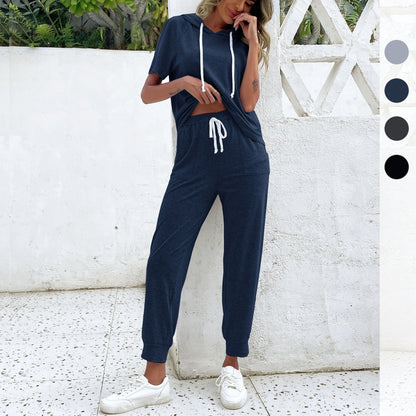 Damen Jumpsuit Bequem Kurzarm Mit Kordelzug - BerlinGlamour