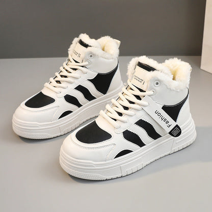Damen Sneaker Hochflorige robustes Kunstleder bequem