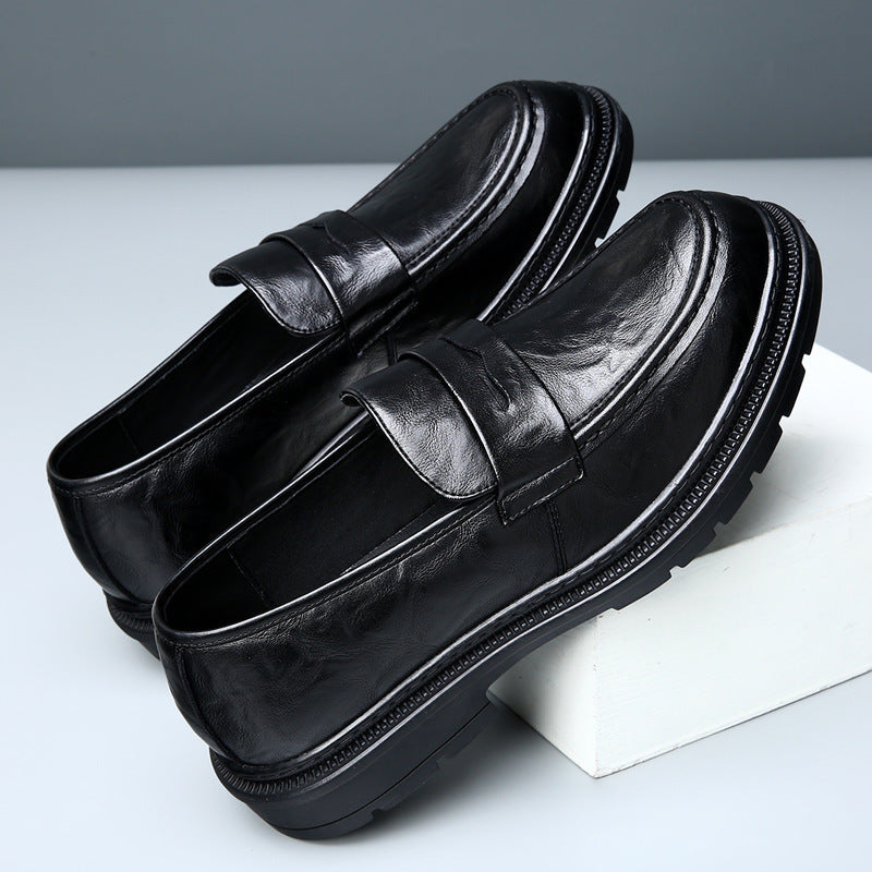Herren Ledermokassins Elegante Rutschfeste Sohle Schwarz