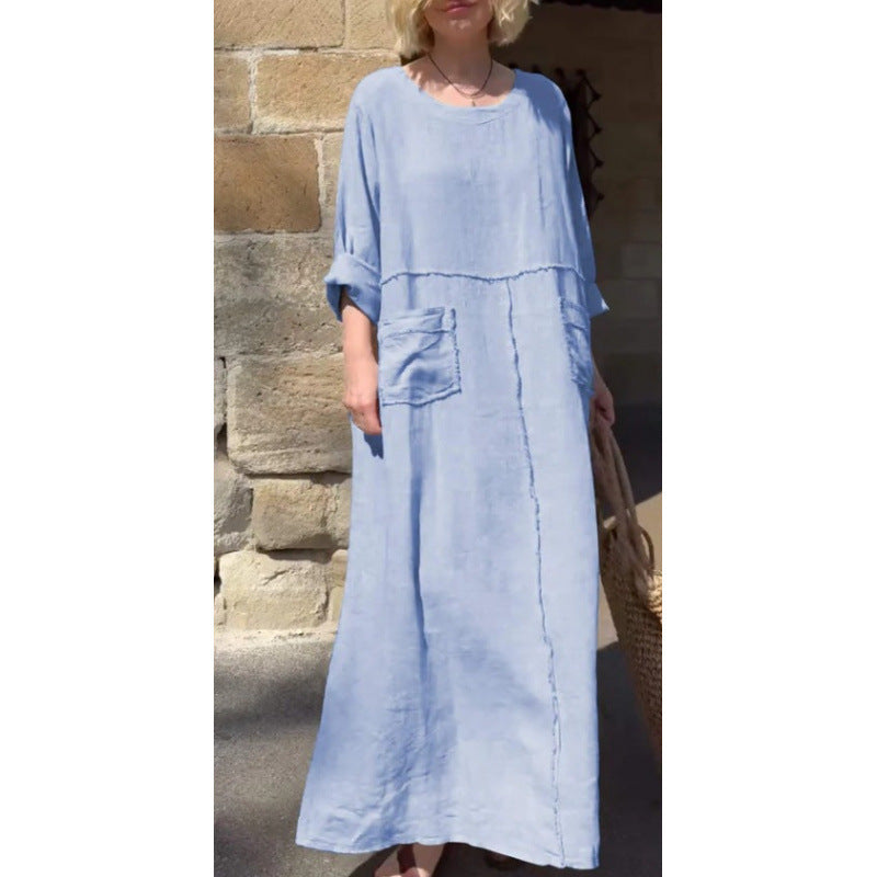 Langes, lässiges Plisseekleid mit langen Ärmeln von BerlinGlamour