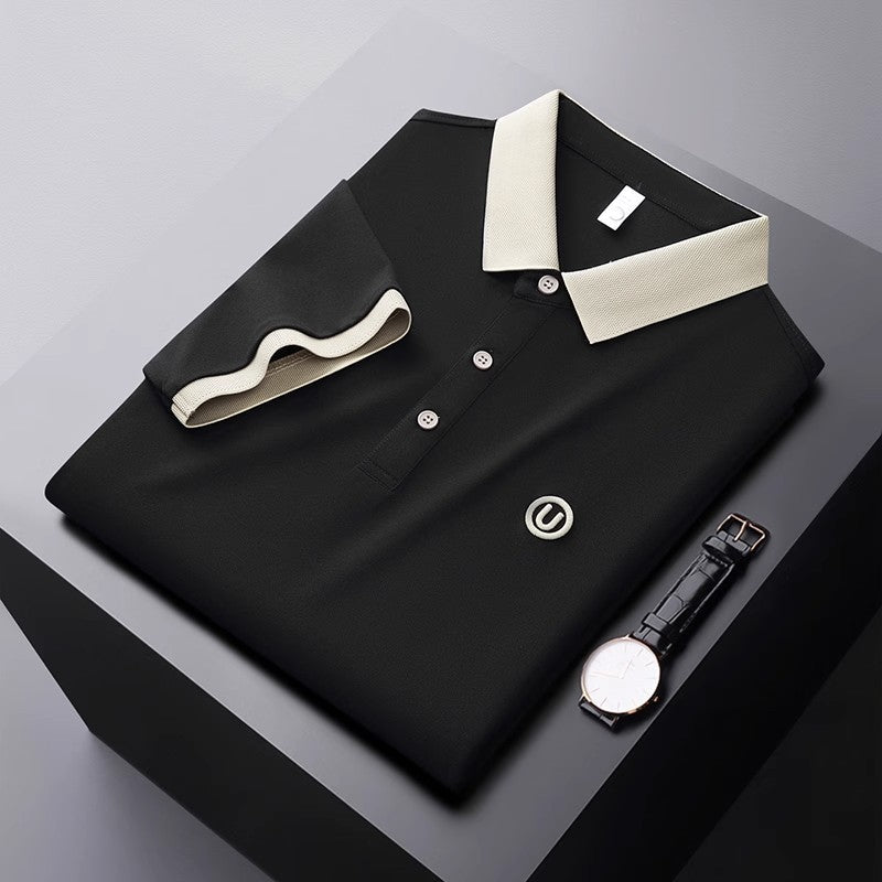 Herren Poloshirt Atmungsaktiv Moderner Kontrastkragen