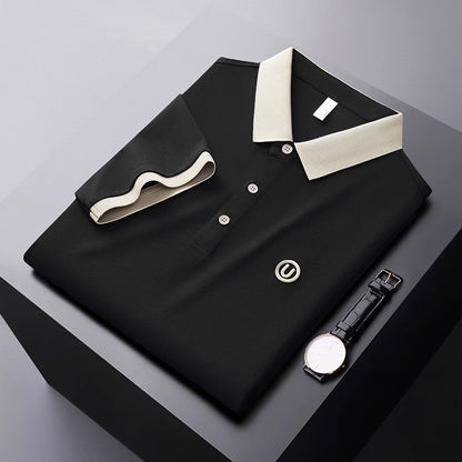 Herren Poloshirt Atmungsaktiv Moderner Kontrastkragen