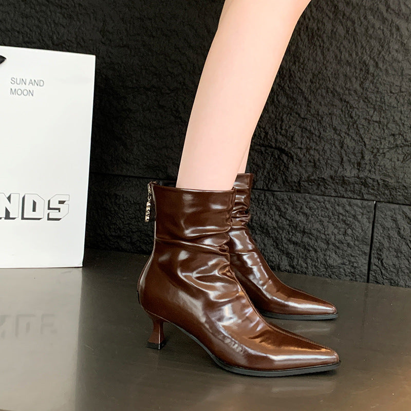 Damen Stiefeletten Elegante Spitze Lässig Schlüpfer