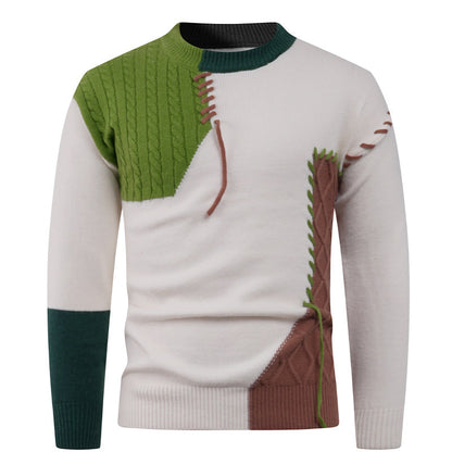 Modernes Herren Strickoberteil mit Zopfmuster und Asymmetrie