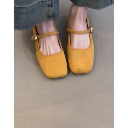 Damen Ballerinas Elegant Wildleder Schuhe Mit Riemen