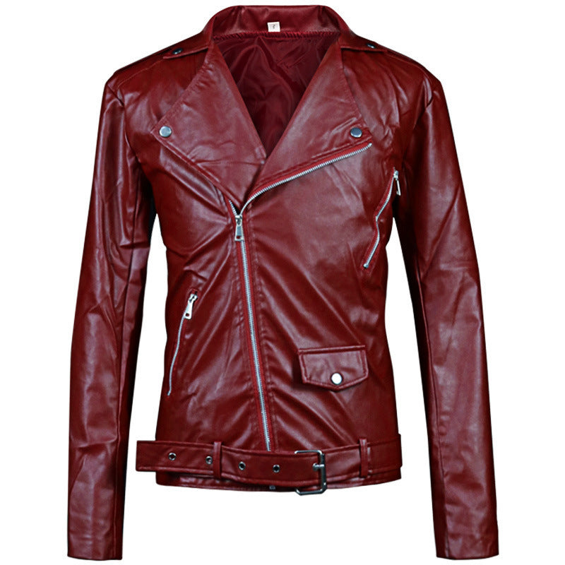 Lederjacke Herren Weich Ledermantel Asymmetrisch