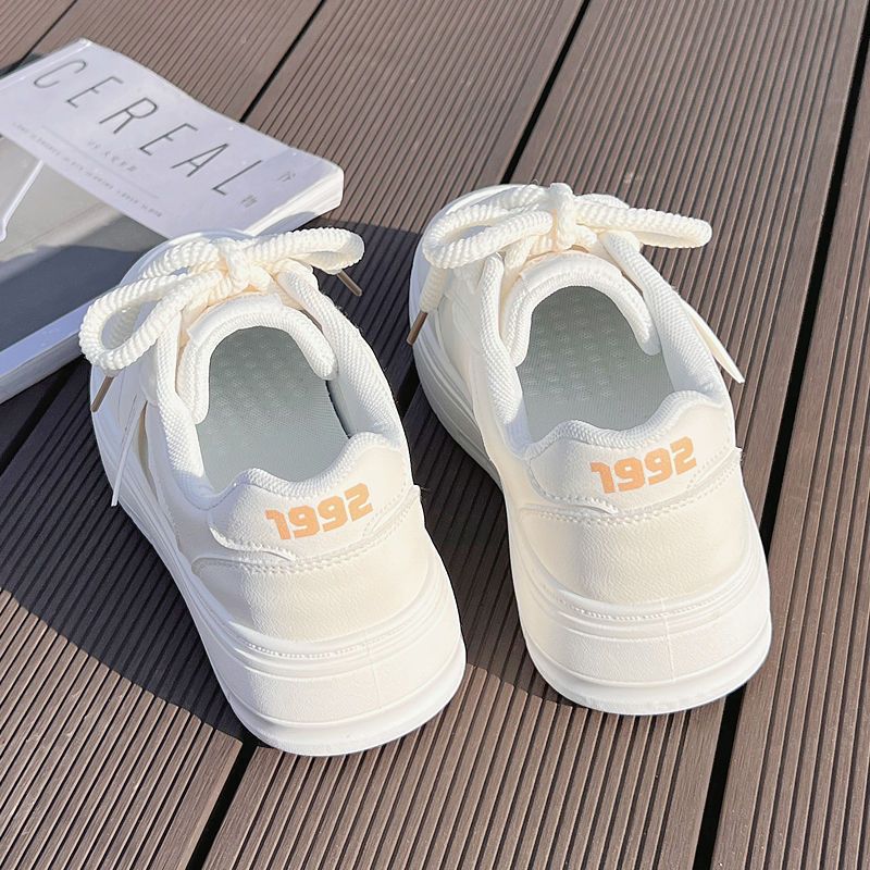 Damen Plateau Sneaker Sportlich Minimalistisch Weißen