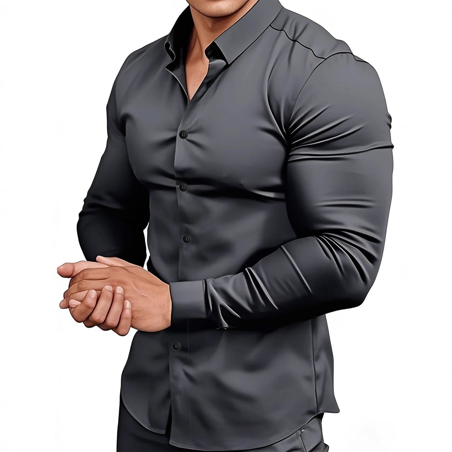 Herren Langarmhemd Elegant Slim Fit Kragen - BerlinGlamour