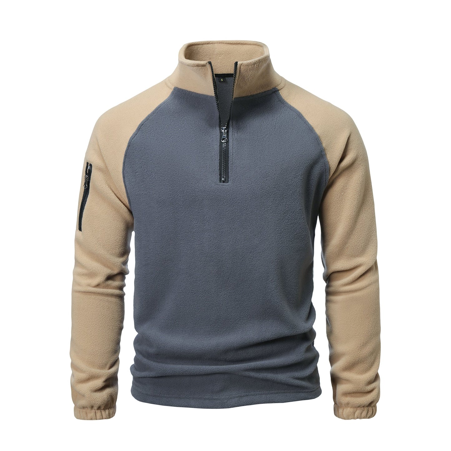Herren Fleecepullover Warm mit Reißverschluss und Seitentasche