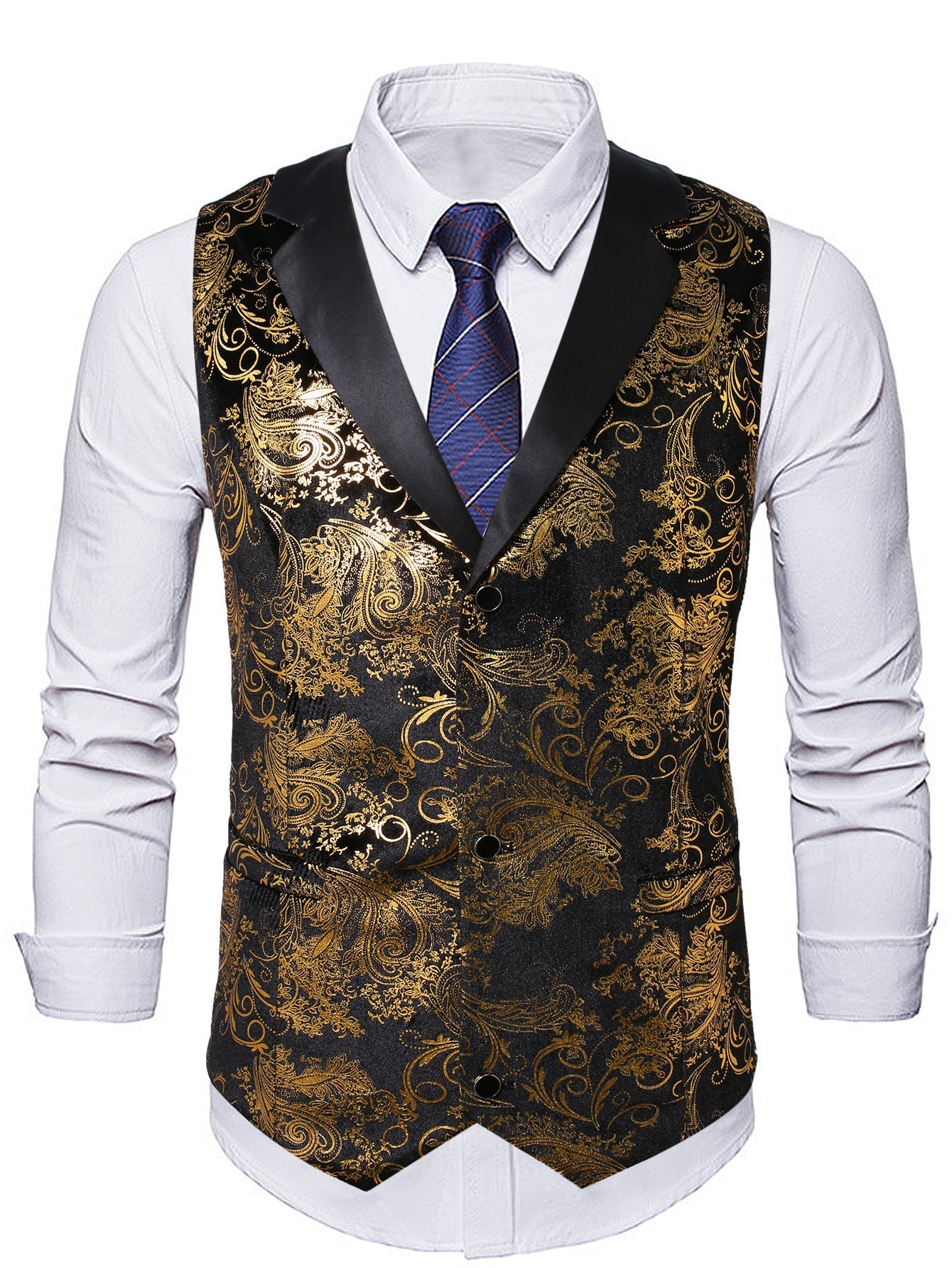 Elegante Herren Weste Glitzer Pailletten Schwarz