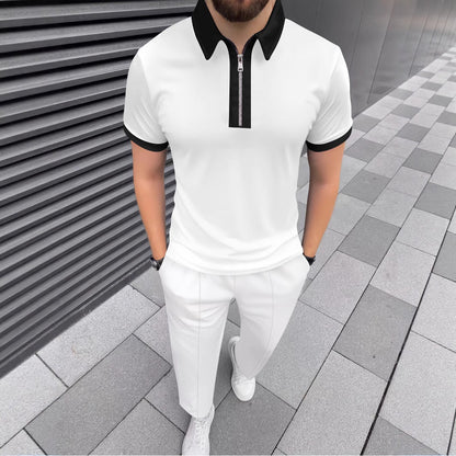Herren Polohemd Modern Reißverschluss Stylischer Kragen