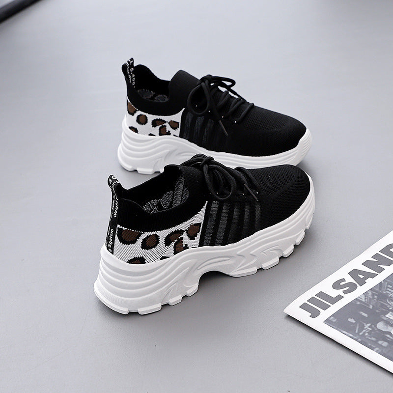 Damen Sneaker Sportlich Leopardenmuster Komfortabel