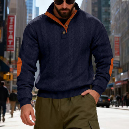 Herren Pullover Gestrickt Modern Kontrastdetails