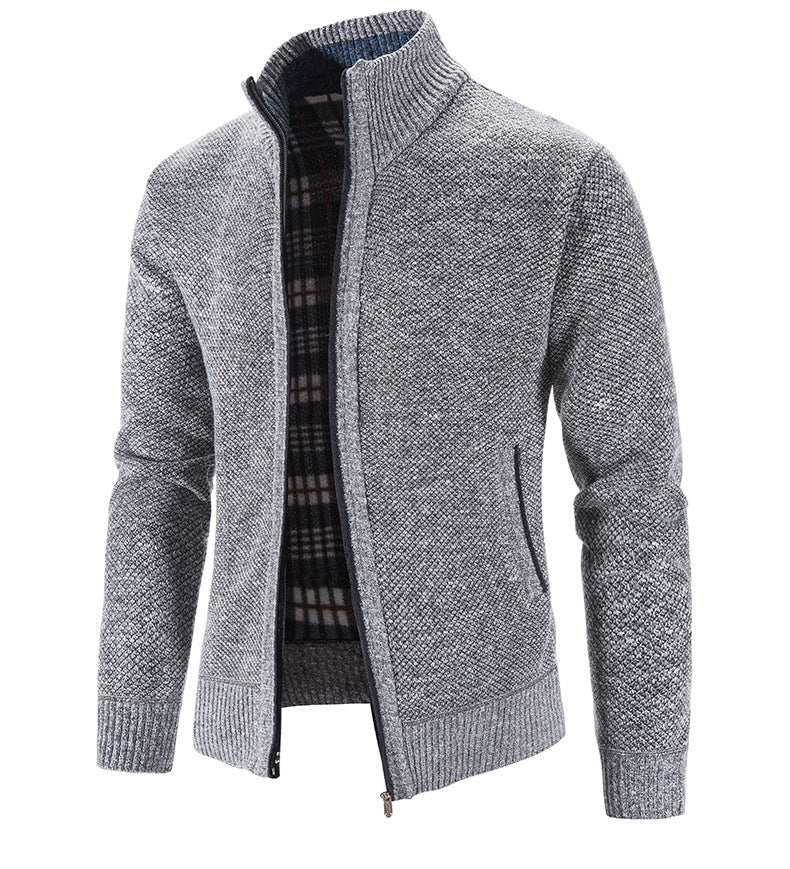 Herren Strickjacke Stehkragen Strukturiert Modern
