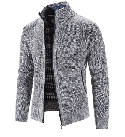 Herren Strickjacke Stehkragen Strukturiert Modern