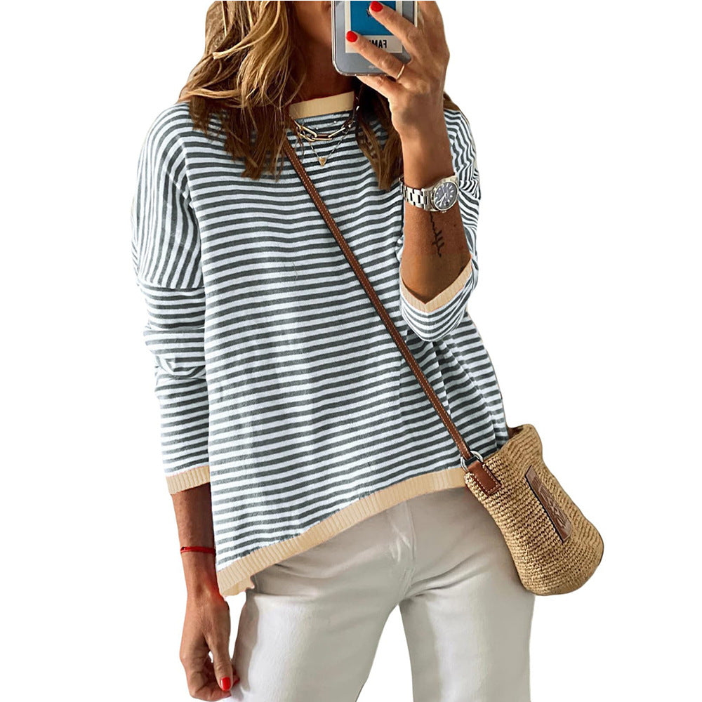 Damen Pullover Lässig Gestreift Modern - BerlinGlamour