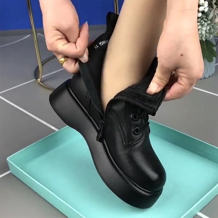Damen Stiefel Schnürboots Plateau Robust Reißverschluss Damenmode - BerlinGlamour
