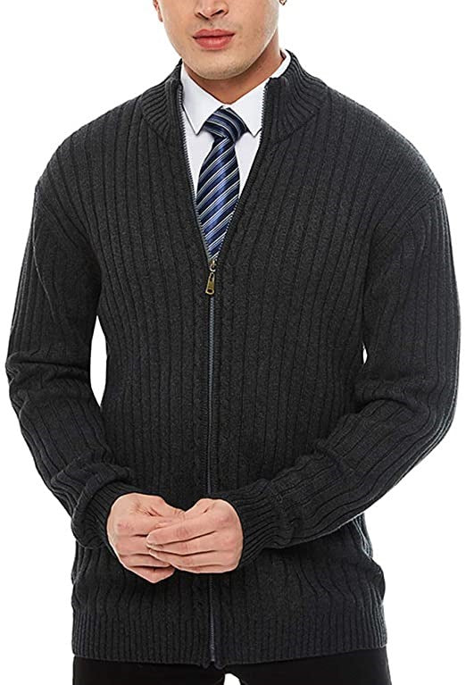 Herren Strickjacke Modern mit Reißverschluss und Rippmuster