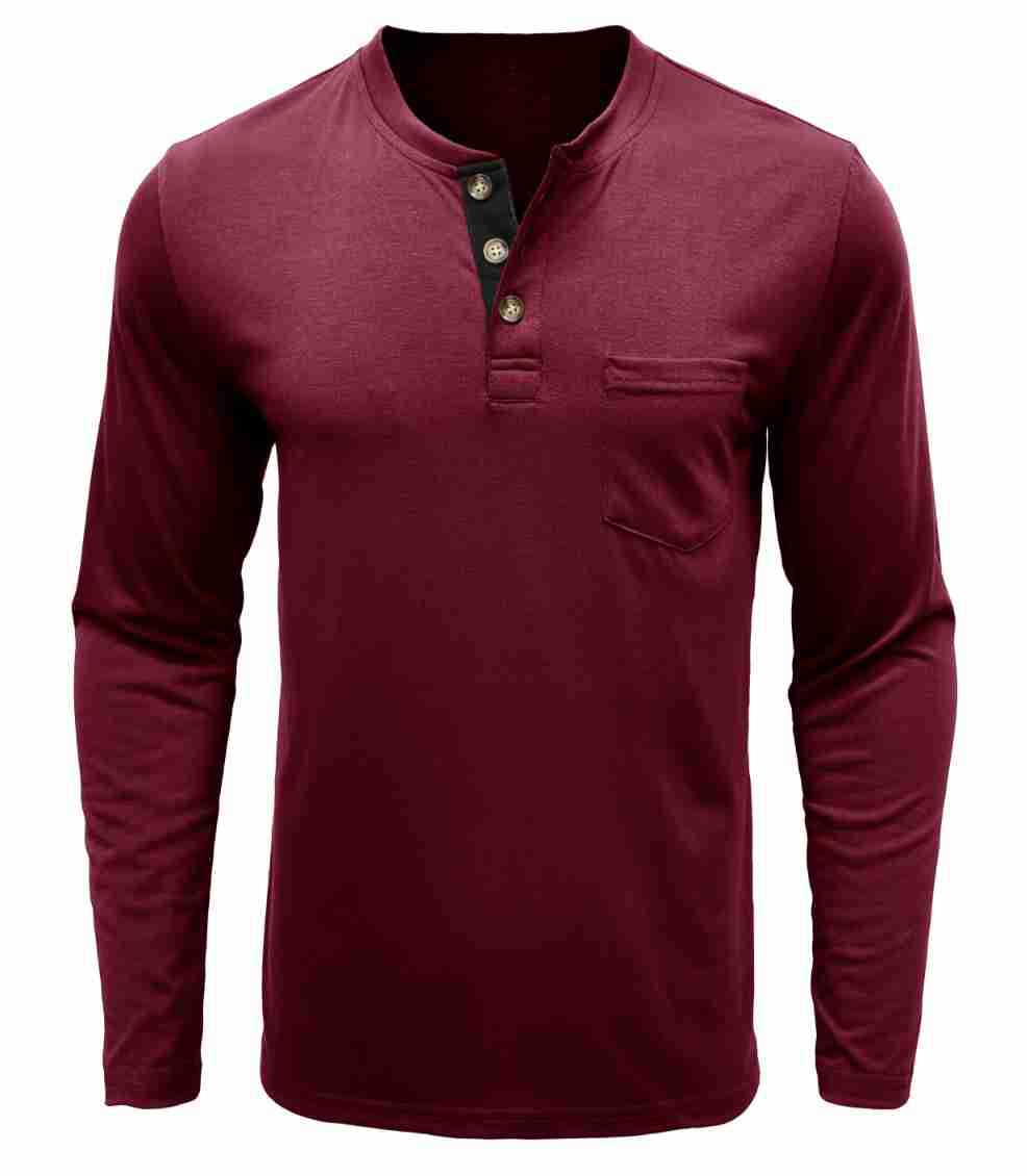Herren Langarmshirt Mit Knöpfen Modern Sportlich