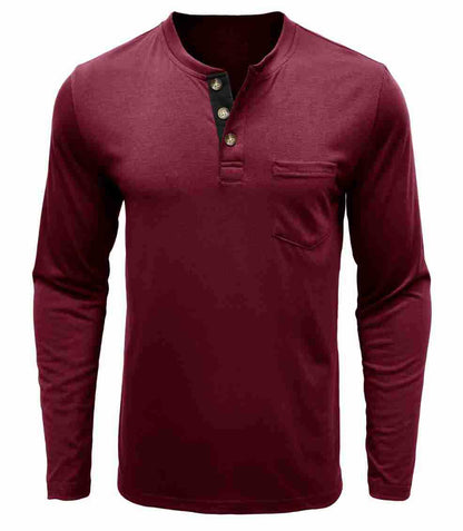 Herren Langarmshirt Mit Knöpfen Modern Sportlich