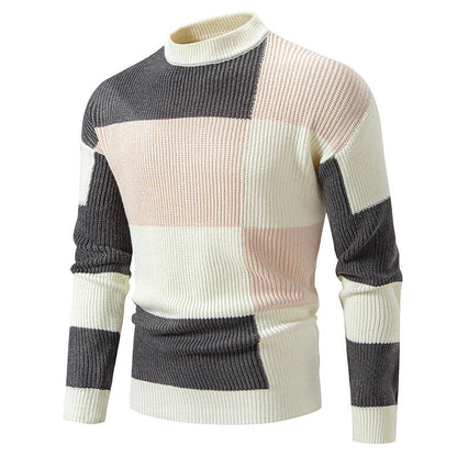 Herren Rollkragenpullover Struktur Karomuster Modern