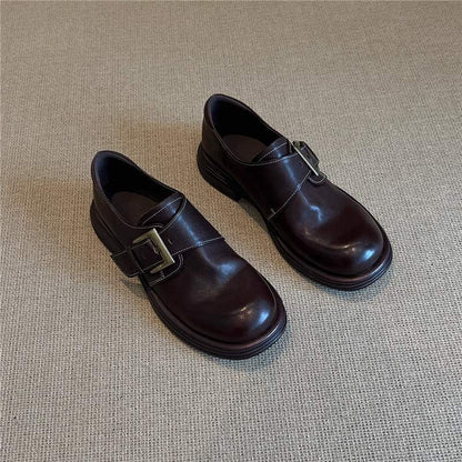Damen Lederschuhe Weich mit Schnallen Modern