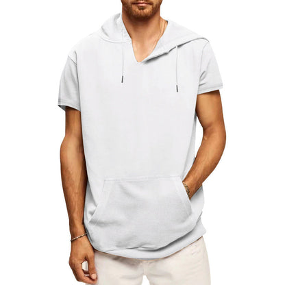 Herren Kapuzenpullover Kurzarm mit Kängurutasche Sportlich