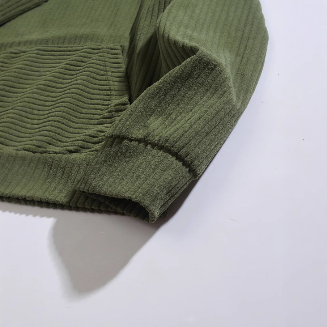 Herren Hoodie Freizeit Kapuze Rippstruktur Kängurutasche