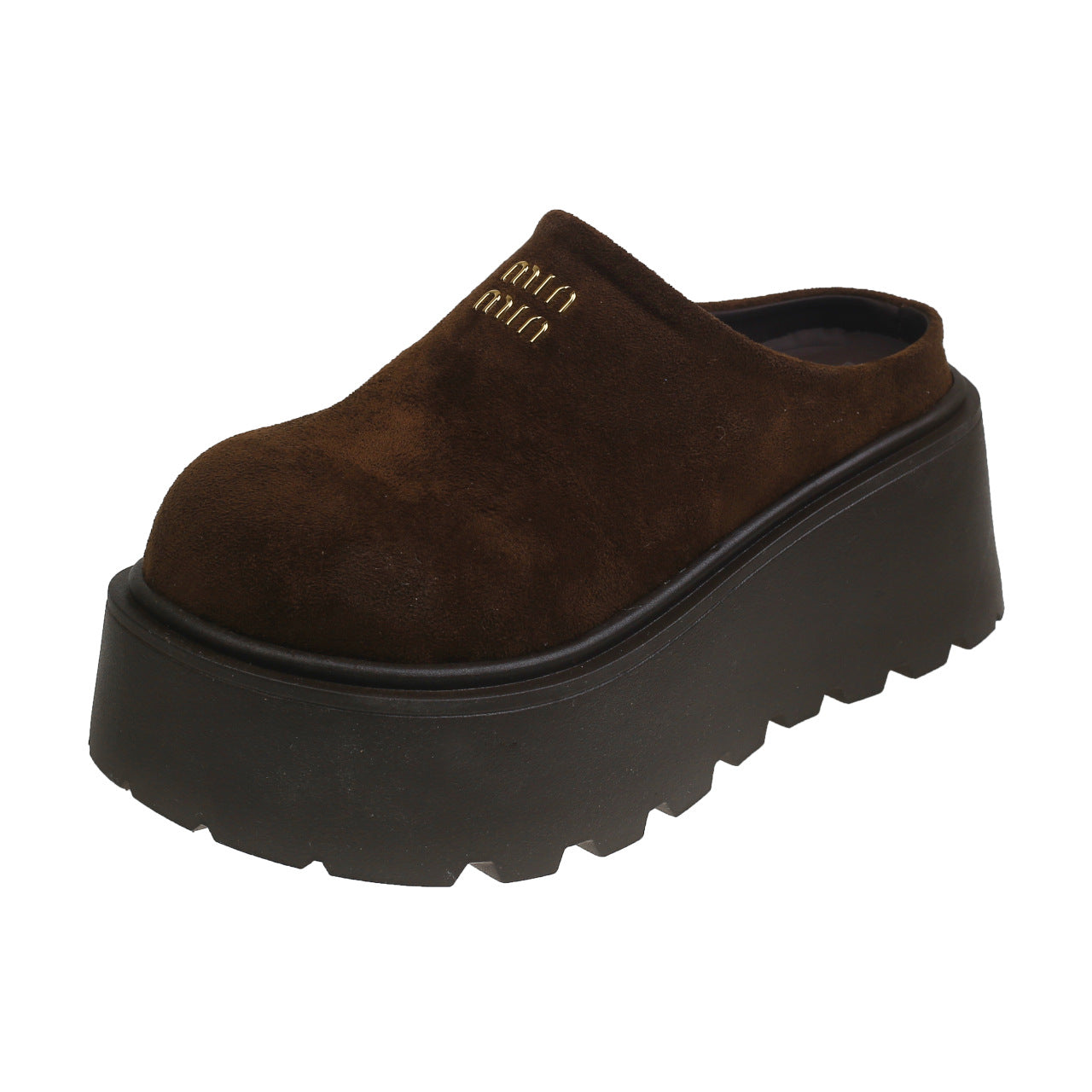 Damen Clogs Hohe Plattform Veloursleder Elegant