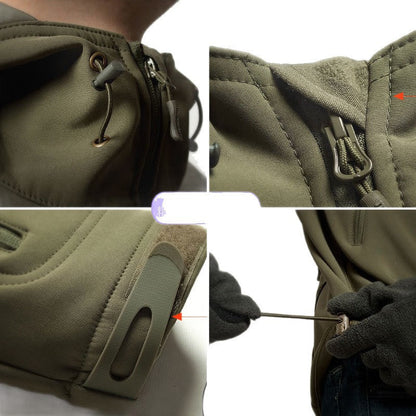 Herren Softshell-Jacke Wasserdicht mit verstellbarem Kapuzen und Taschen