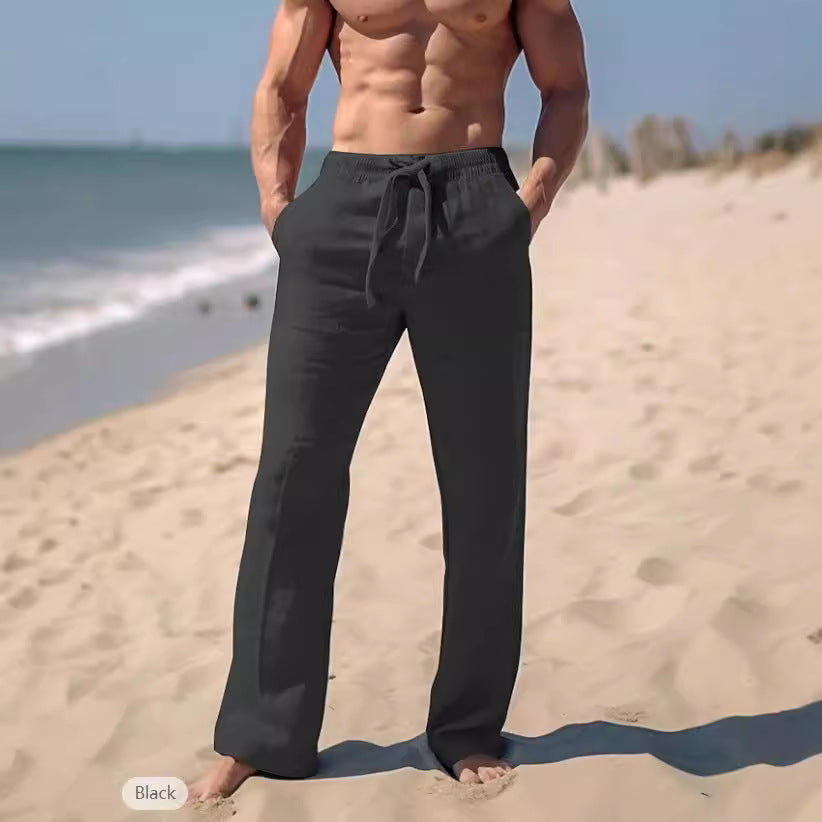 Leichte Leinenhose Sommer Herren Bequem Verstellbar