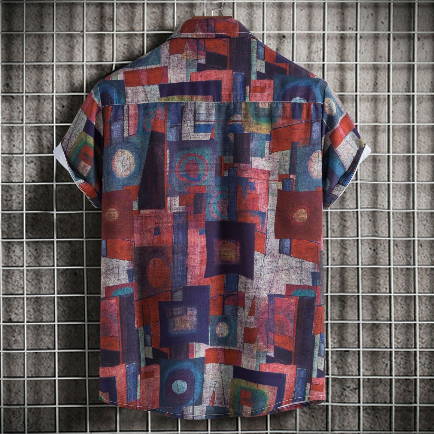 Herren Kurzarmhemd Geometrisches Motiv Modern Berlin Style