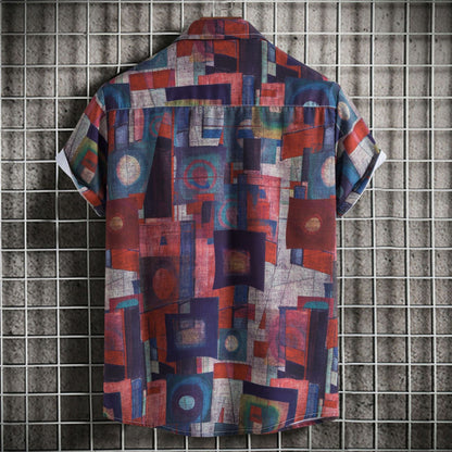 Herren Kurzarmhemd Geometrisches Motiv Modern Berlin Style