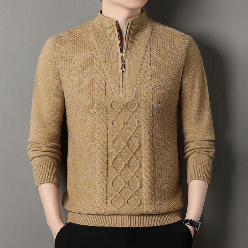 Herren Strickpullover Hochkragen Zipper Modern