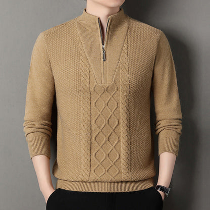 Herren Strickpullover Hochkragen Zipper Modern