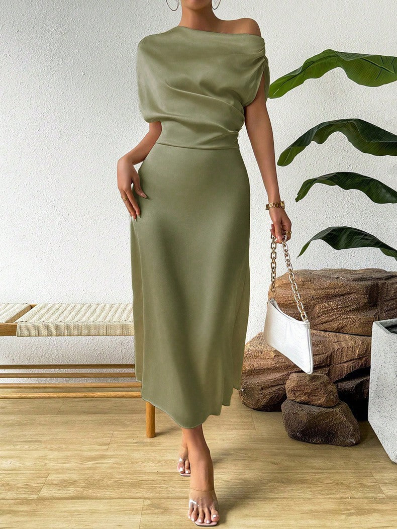 Elegantes Abendkleid Damen Asymmetrisch Fließend