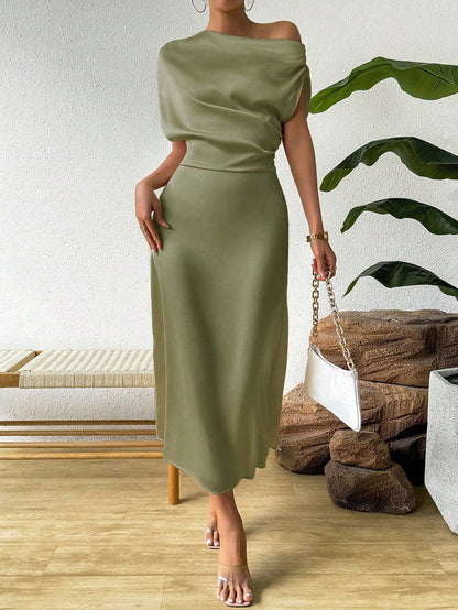Elegantes Abendkleid Damen Asymmetrisch Fließend