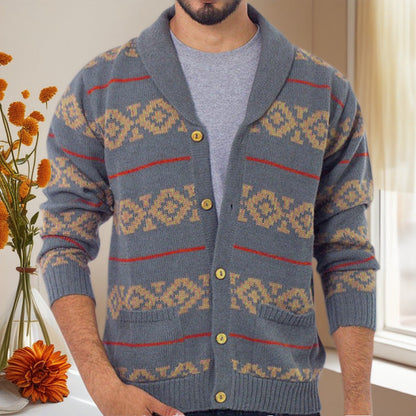 der neue Titel: Moderne geometrische Strickjacke Berlin mit praktischen Taschen - BerlinGlamour