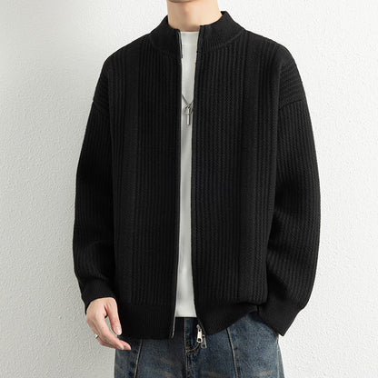 Herren Strickjacke Modern Zipper Oberflächenstruktur