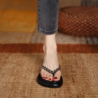 Damen Zehentrenner mit Ketten-Detail Elegant Sandalen