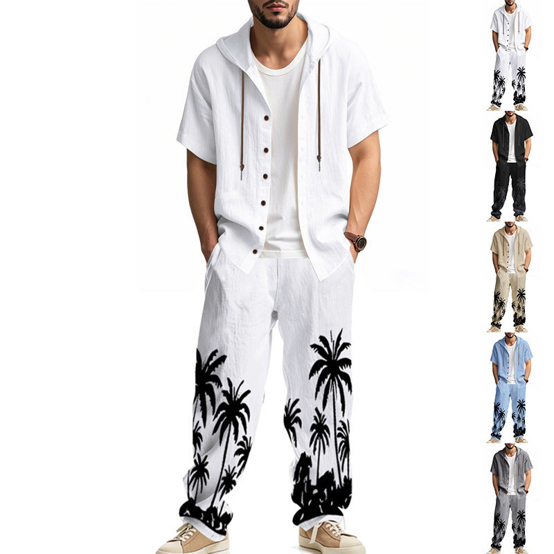 Herren Sommerjacke Kapuze Palmenmuster Trendig - BerlinGlamour