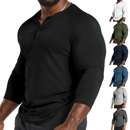 Herren Henley-Shirt Langarm atmungsaktiv Baumwolle Berlin Style