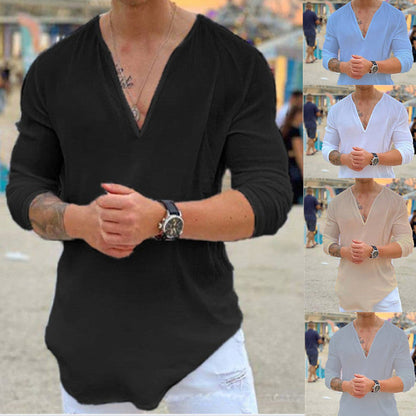 Herren Langarmshirt V-Ausschnitt Modern Casual - BerlinGlamour