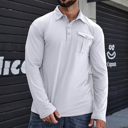 Herren Polo Langarmshirt Stehkragen Modern