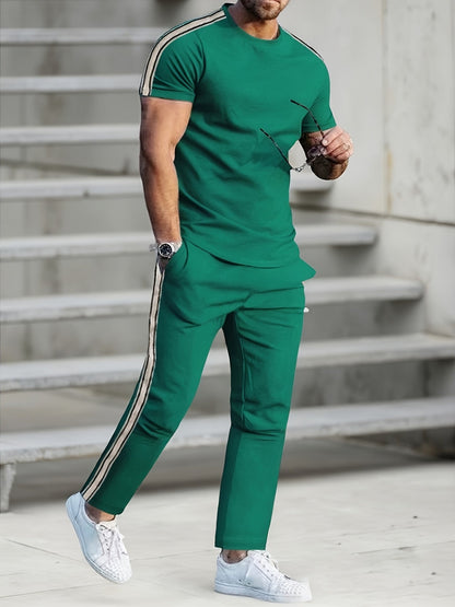 Herren Sportanzug Jogginghose Set mit Seitennähten modern
