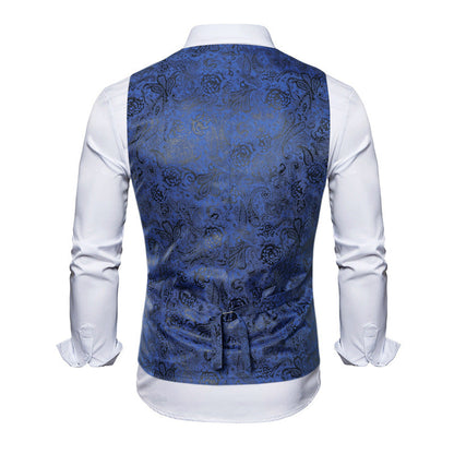 Herren Weste Elegant Floralmuster Doppelknopf Modern
