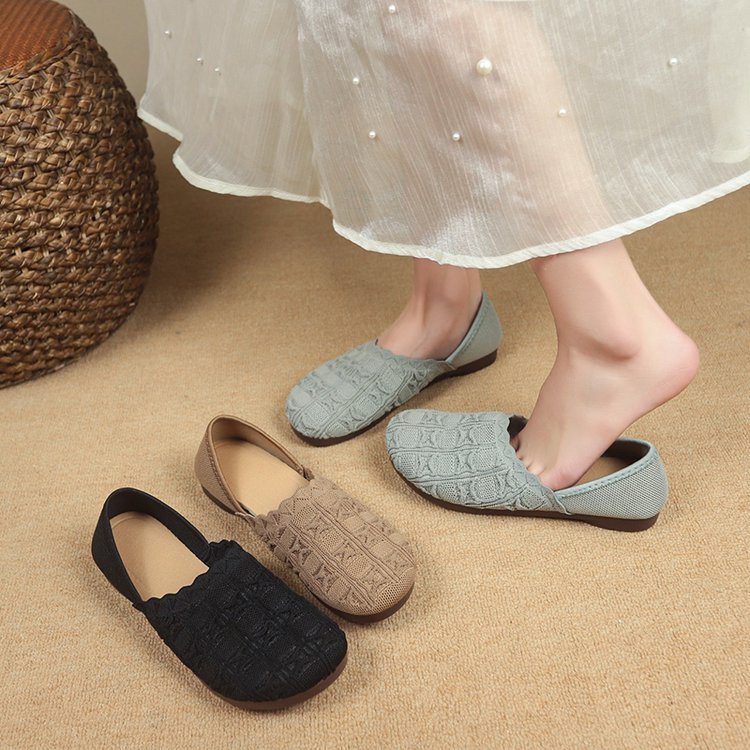 Damen Ballerinas Bequem Strickdesign Modisch - BerlinGlamour